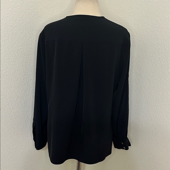 Calvin Klein Black Jacket w/ Gold Accents Medium -see description & measurements - Picture 2 of 4